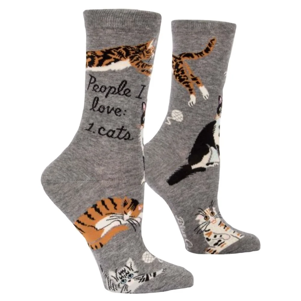 New BLUE Q Women's People I Love: Cats Crew Socks Size 5-10